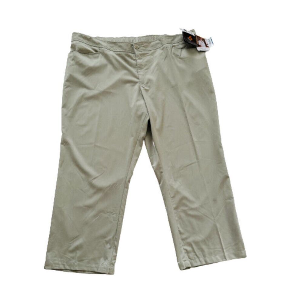 Verite by Barco Pants Womans Tan Celadon Flat Front Arcflex Plus Size 4X NEW